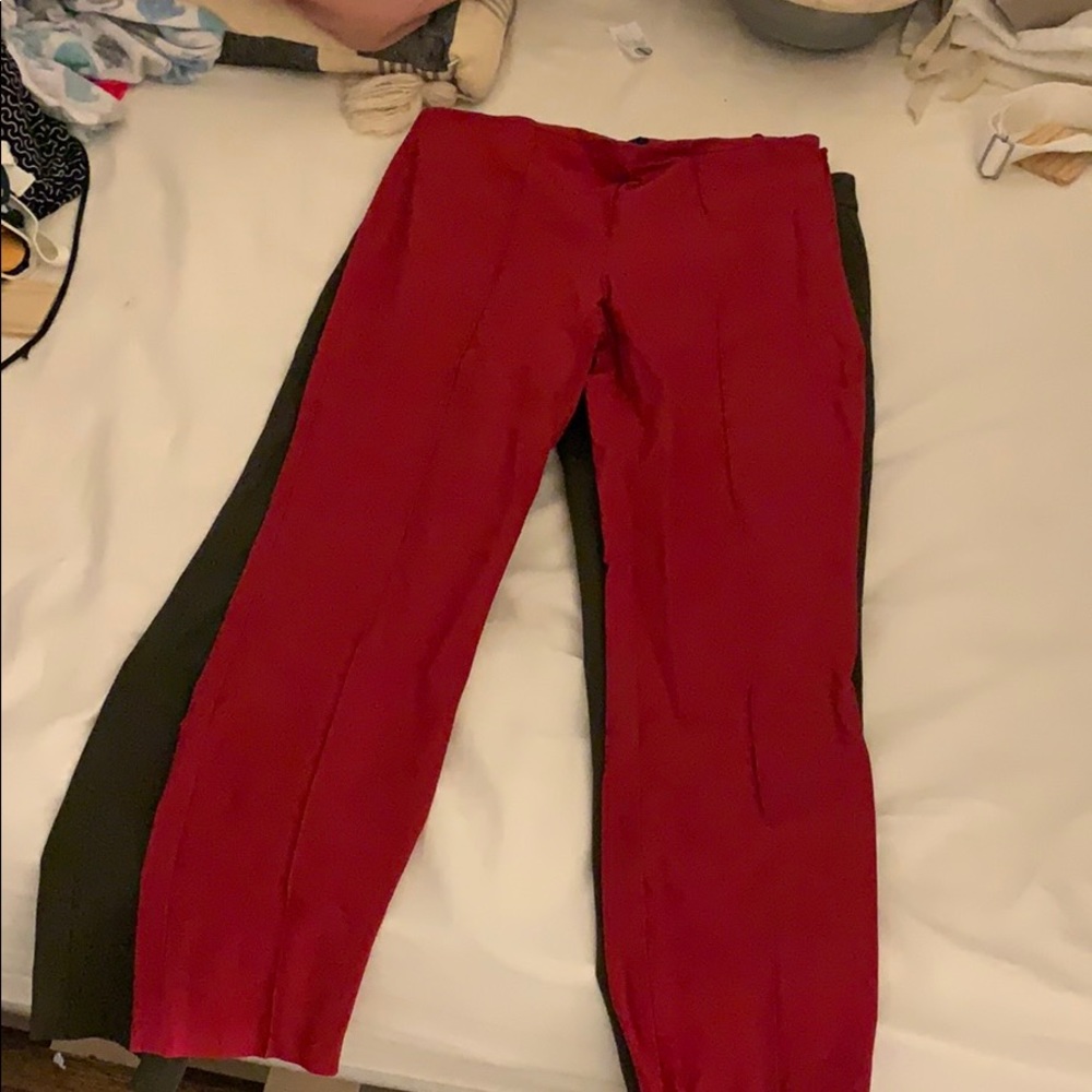 Theory red and green pants, straight pants